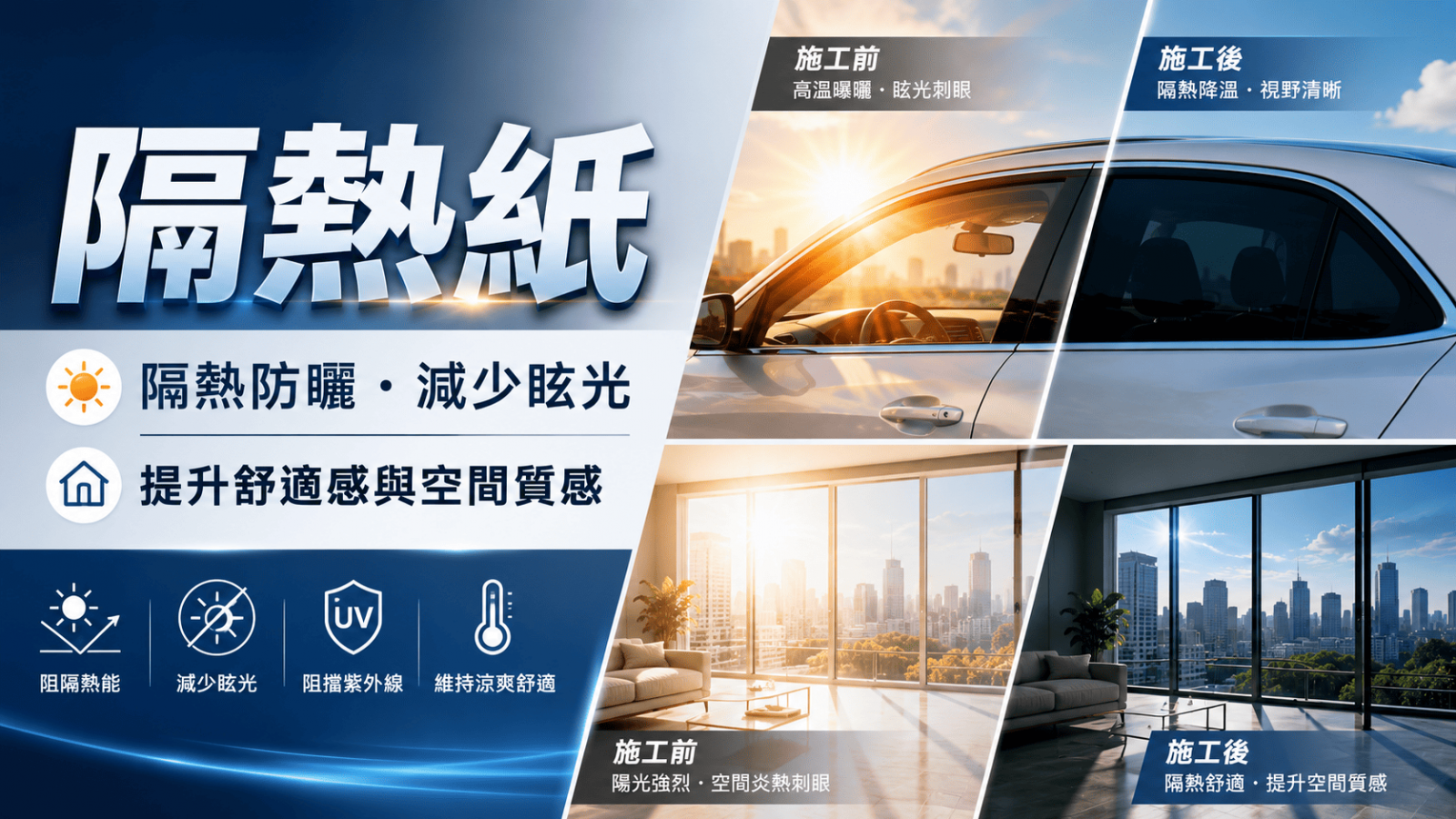 隔熱紙不只是降低車內溫度，也會影響行車視線、隱私性、紫外線阻隔與整體舒適度。